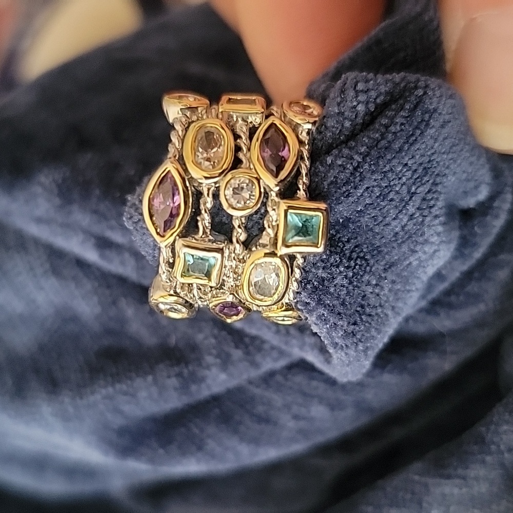Multicolored CZ Silver/Gold Tone Ring
